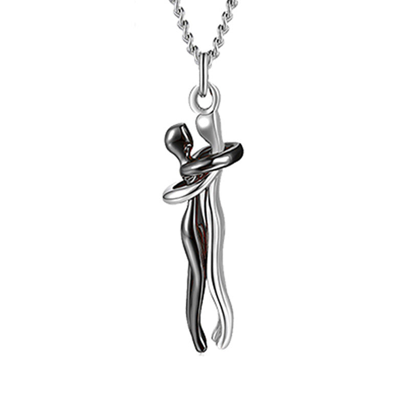 Love Hug Pendant Necklace – Unisex Clavicle Chain for Couples | Minimalist Jewelry Gift for Men & Women