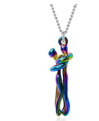 Love Hug Pendant Necklace – Unisex Clavicle Chain for Couples | Minimalist Jewelry Gift for Men & Women