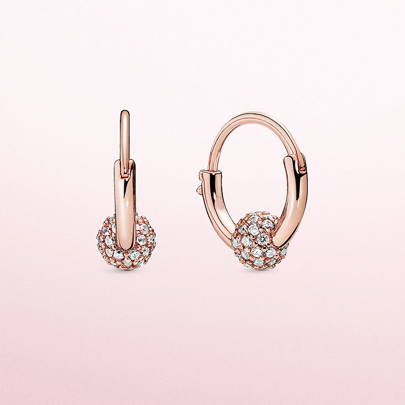 Panjia European And American Earrings Fashion Pave Stud Earrings Rose Gold Playful Love Heart Shaped Earrings Female 520 Gift