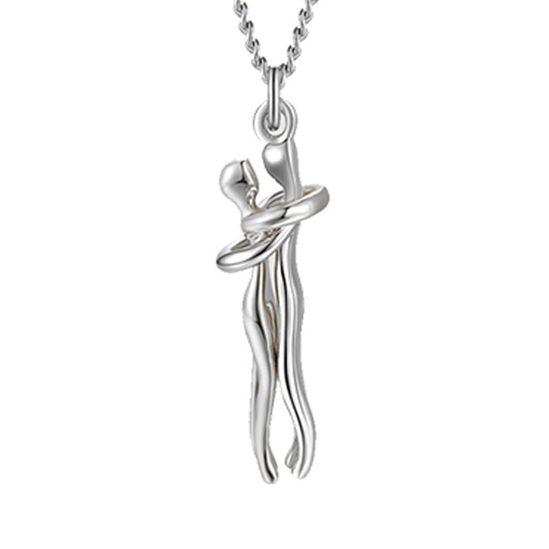 Love Hug Pendant Necklace – Unisex Clavicle Chain for Couples | Minimalist Jewelry Gift for Men & Women