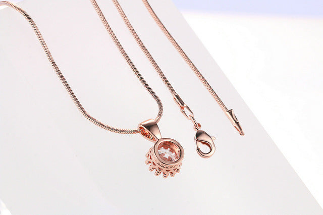 Rose Gold and White Gold Plating Zircon Pendant Necklace