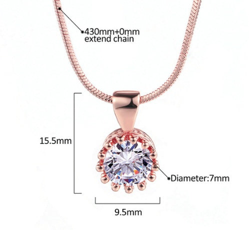 Rose Gold and White Gold Plating Zircon Pendant Necklace