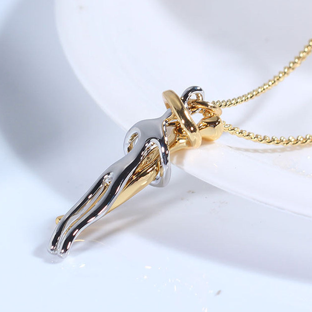Love Hug Pendant Necklace – Unisex Clavicle Chain for Couples | Minimalist Jewelry Gift for Men & Women
