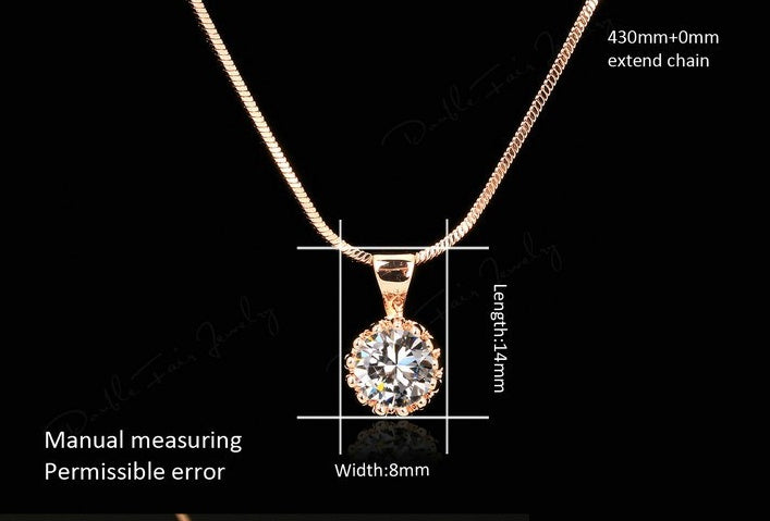 Rose Gold and White Gold Plating Zircon Pendant Necklace
