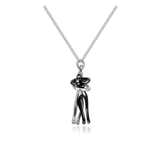 Love Hug Pendant Necklace – Unisex Clavicle Chain for Couples | Minimalist Jewelry Gift for Men & Women
