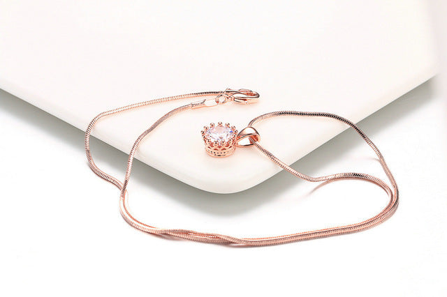 Rose Gold and White Gold Plating Zircon Pendant Necklace