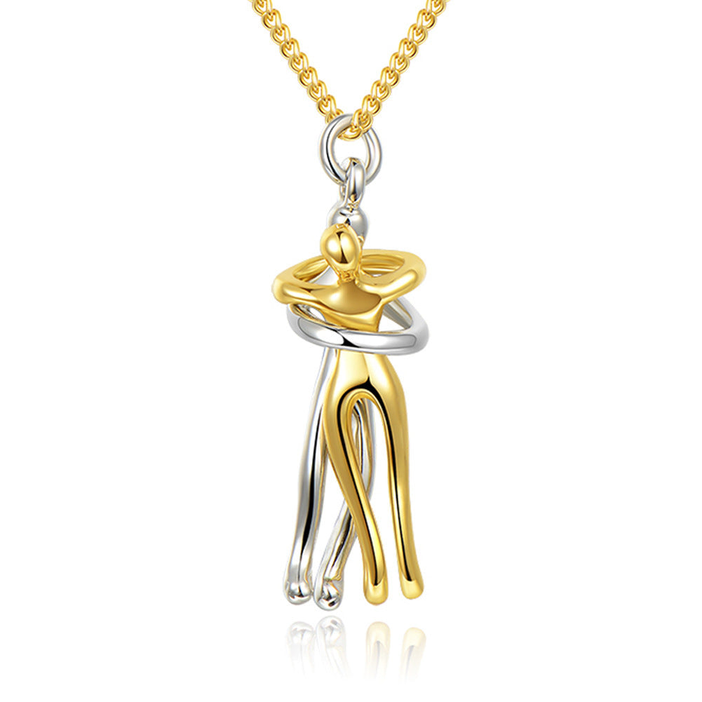 Love Hug Pendant Necklace – Unisex Clavicle Chain for Couples | Minimalist Jewelry Gift for Men & Women