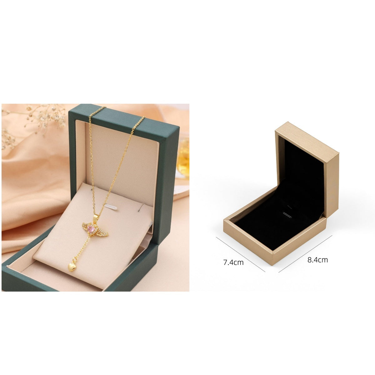 Moving Cupid Heart Angel Wings Tassel Necklace With Crystal Clavicle Chain Women Jewelry