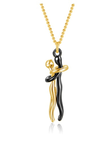 Love Hug Pendant Necklace – Unisex Clavicle Chain for Couples | Minimalist Jewelry Gift for Men & Women