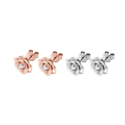 Rose Gold Diamond Stud Earrings Sterling Silver Design