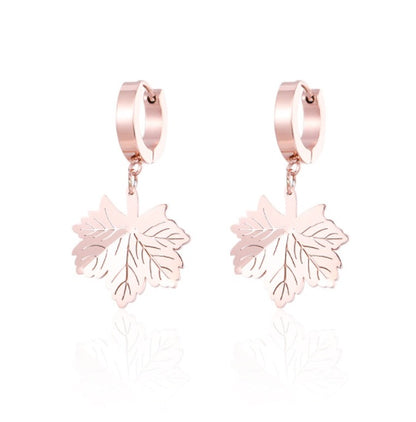 One Leaf Rich Earrings Rose Gold Plated Earrings