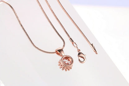 Rose Gold and White Gold Plating Zircon Pendant Necklace