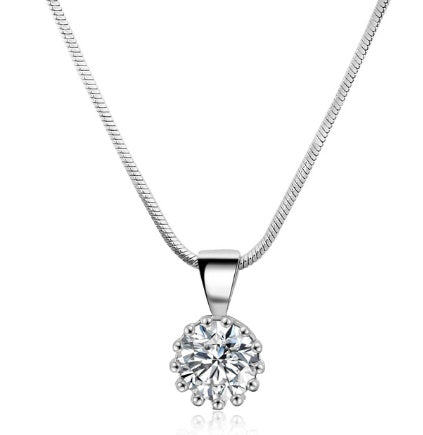 Rose Gold and White Gold Plating Zircon Pendant Necklace