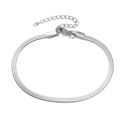 Snake Chain Anklet 3MM Stainless Steel Adjustable Chain Anklet Gifts for Women Girls Beach Jewelry Accessories Wholesale