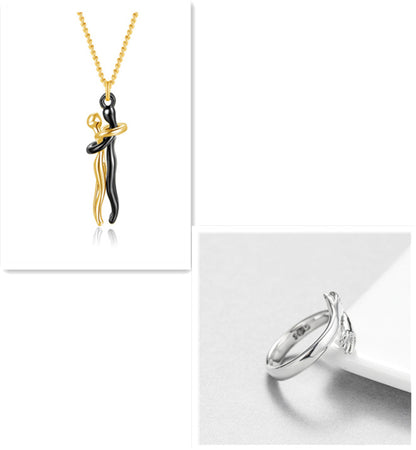 Love Hug Pendant Necklace – Unisex Clavicle Chain for Couples | Minimalist Jewelry Gift for Men & Women