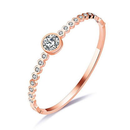Simple Charms Bracelet For Woman Rose Gold Color With AAA Cubic Zircon Crystal Cut Bracelets Fashion Jewelr