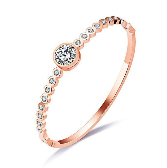Simple Charms Bracelet For Woman Rose Gold Color With AAA Cubic Zircon Crystal Cut Bracelets Fashion Jewelr