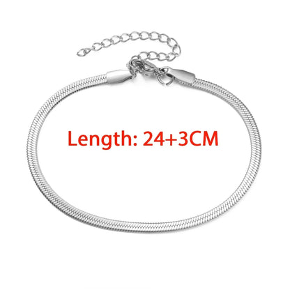 Snake Chain Anklet 3MM Stainless Steel Adjustable Chain Anklet Gifts for Women Girls Beach Jewelry Accessories Wholesale