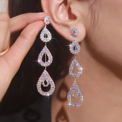 Fashion Rhinestone Long Earrings for Women