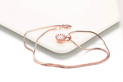 Rose Gold and White Gold Plating Zircon Pendant Necklace