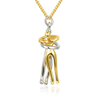 Love Hug Pendant Necklace – Unisex Clavicle Chain for Couples | Minimalist Jewelry Gift for Men & Women