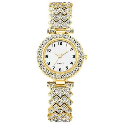 Luxury Women’s Watch & Bracelet Set – Elegant Silver Strap Quartz Wristwatch with Matching Alloy Bracelet | Perfect Gift Set