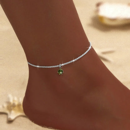 Shiny Sparkling Simple Anklet for Women Gold Silver Color Elegant Jewelry Female Beach Ankle Bracelet on Foot Party Gift