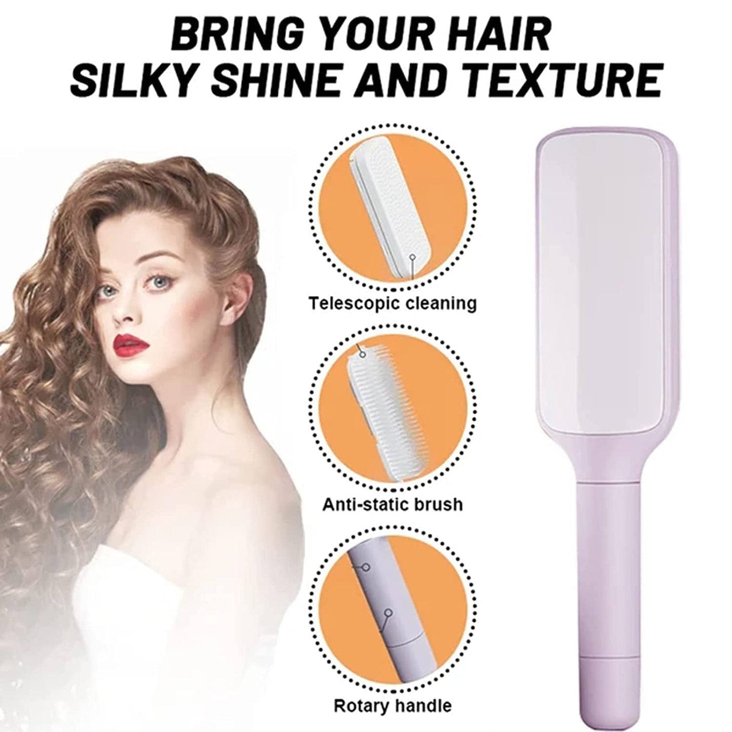 4 in 1 Self Cleaning Hair Brush New Self-Cleaning Anti-Static Massage Comb Scalable Rotate Lifting Self Cleaning Hairbrush